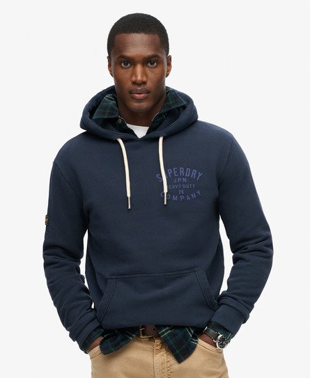 Superdry Mannen Machined Goods Workwear Hoodie Blauw