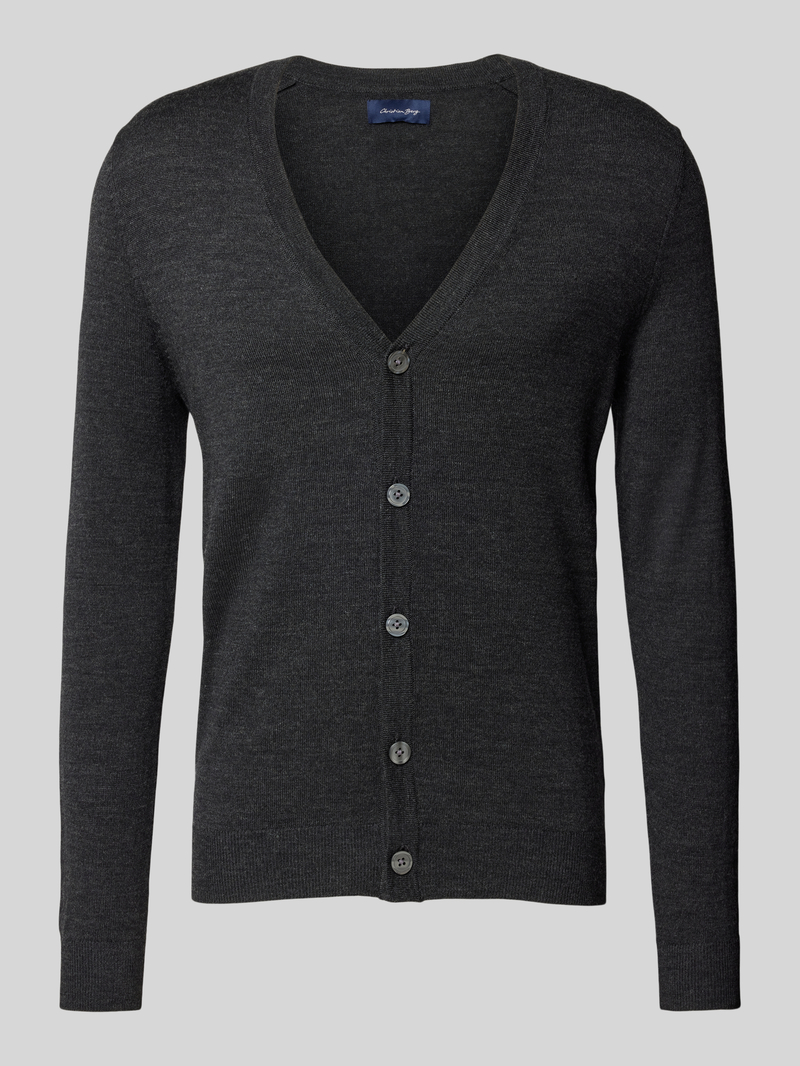 Christian Berg Men Slim fit cardigan van wolmix met V-hals