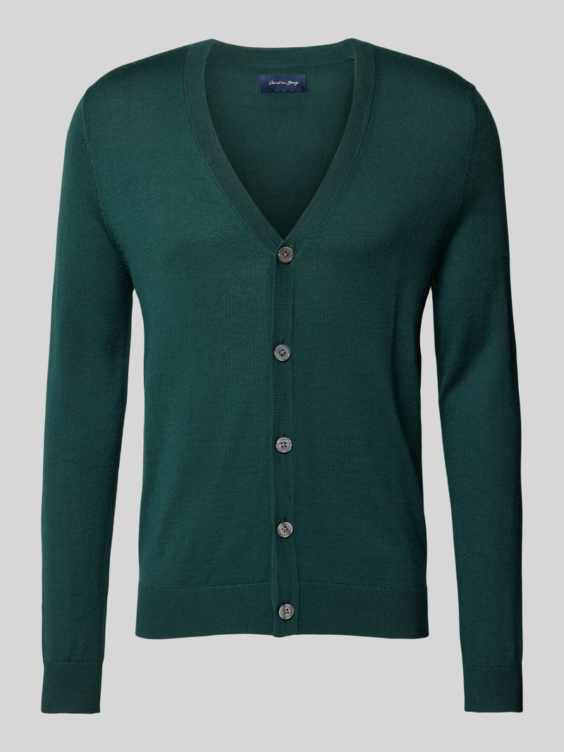 Christian Berg Men Slim fit cardigan van wolmix met V-hals