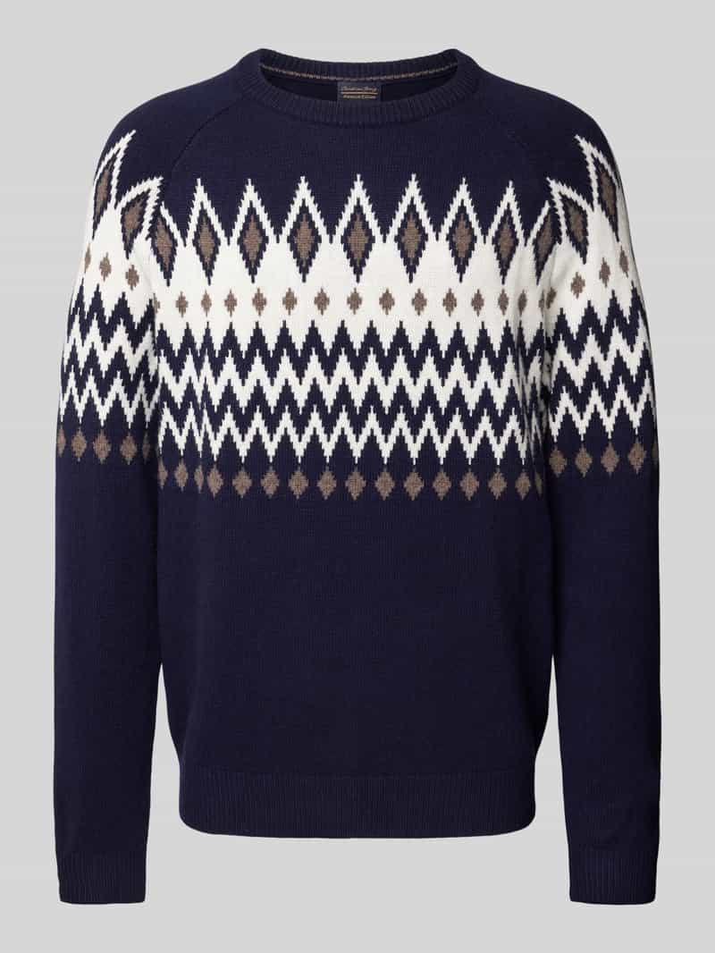 Christian Berg Men Gebreide pullover van wolmix met ronde hals