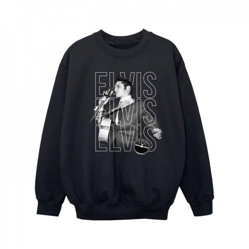 Elvis meisjes sweatshirt met drievoudig logo en portret