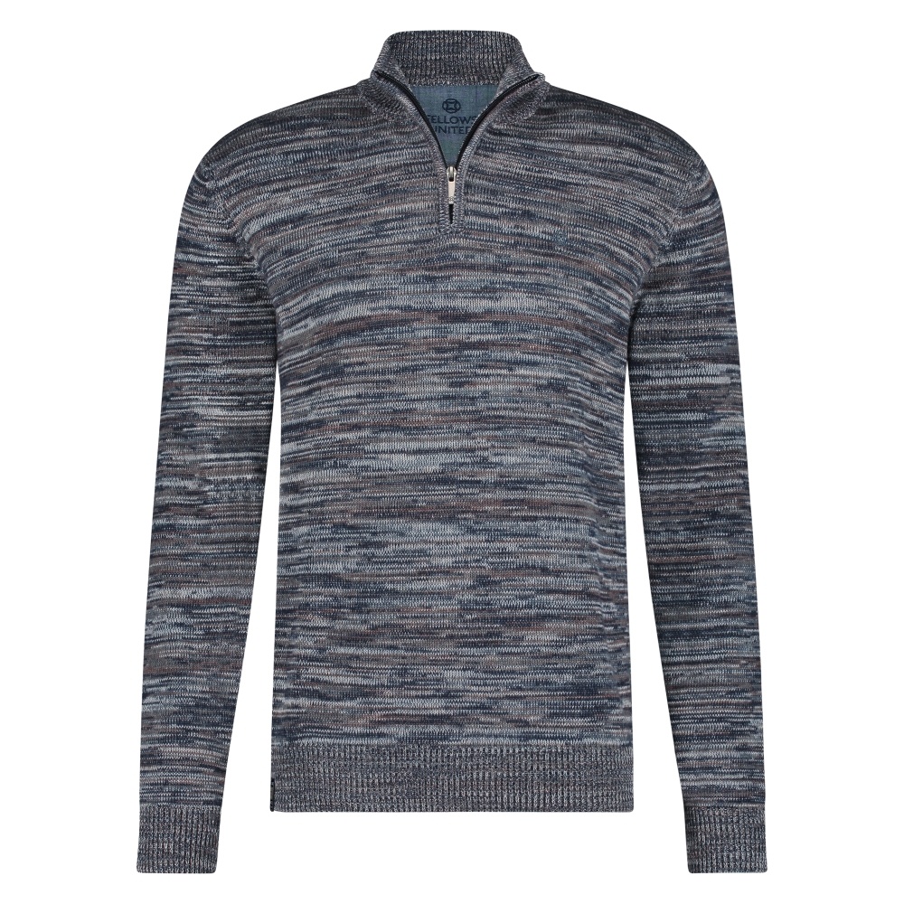 Fellows United Pullover Half Zip Random Knit Blue 