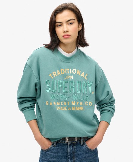 Superdry Vrouwen Luxe Metallic Sweatshirt met Losse Pasvorm Groen