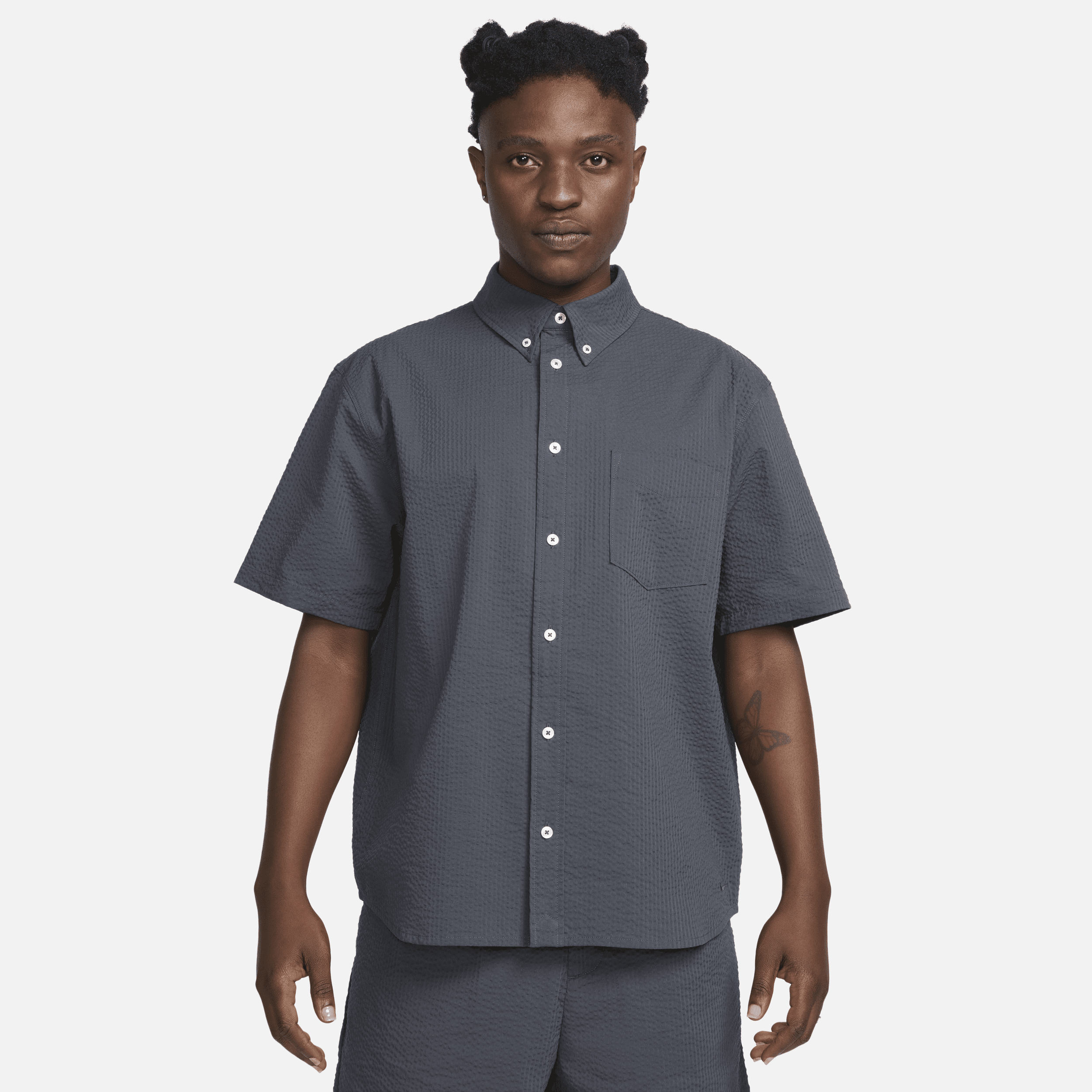 Nike Life Seersucker Short Sleeve Shirt, Grey