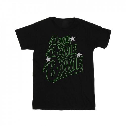 David Bowie katoenen T-shirt met meerdere neonlogo's