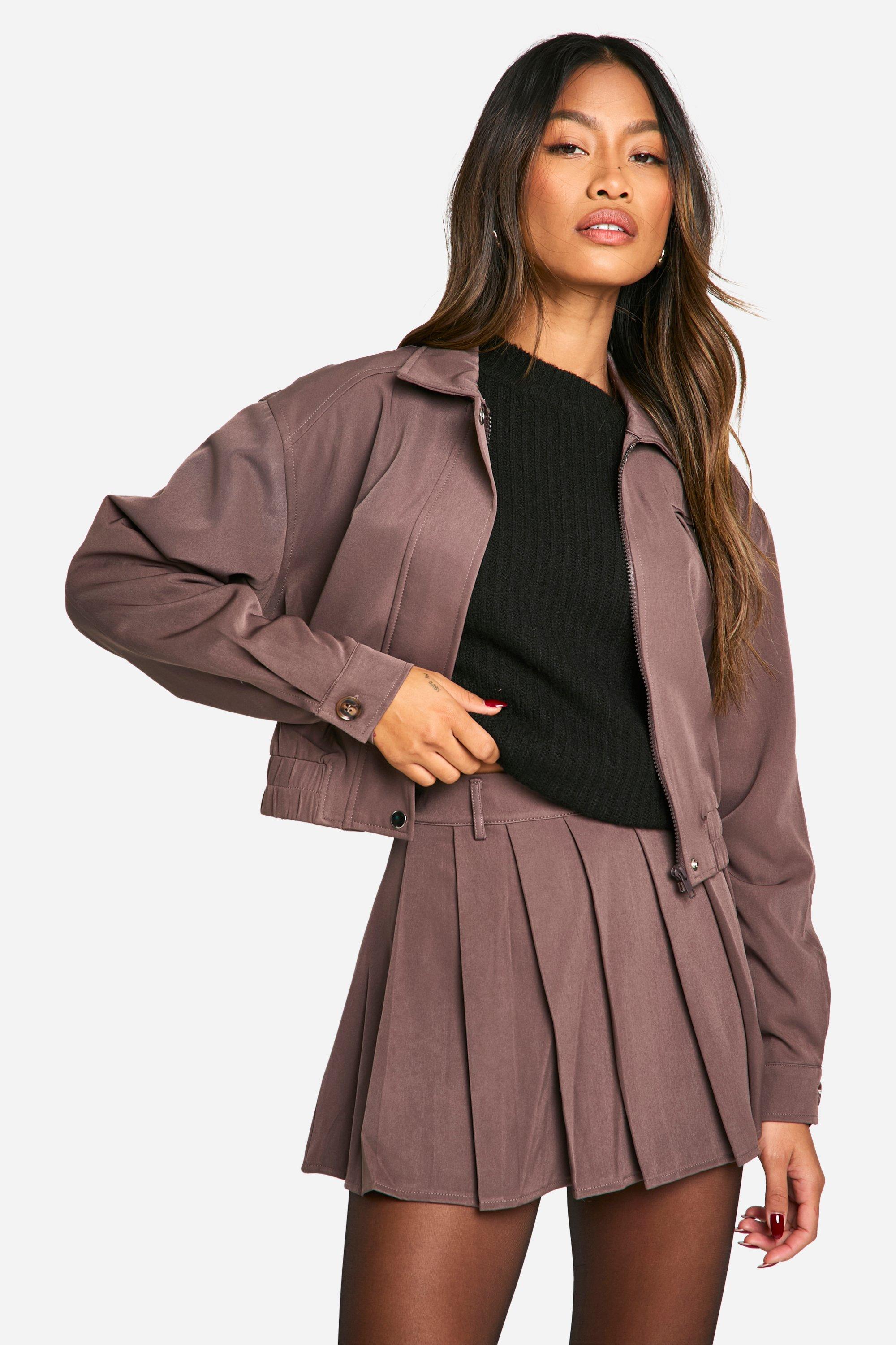 Boohoo Geplooid Mini Mini Rokje, Mauve