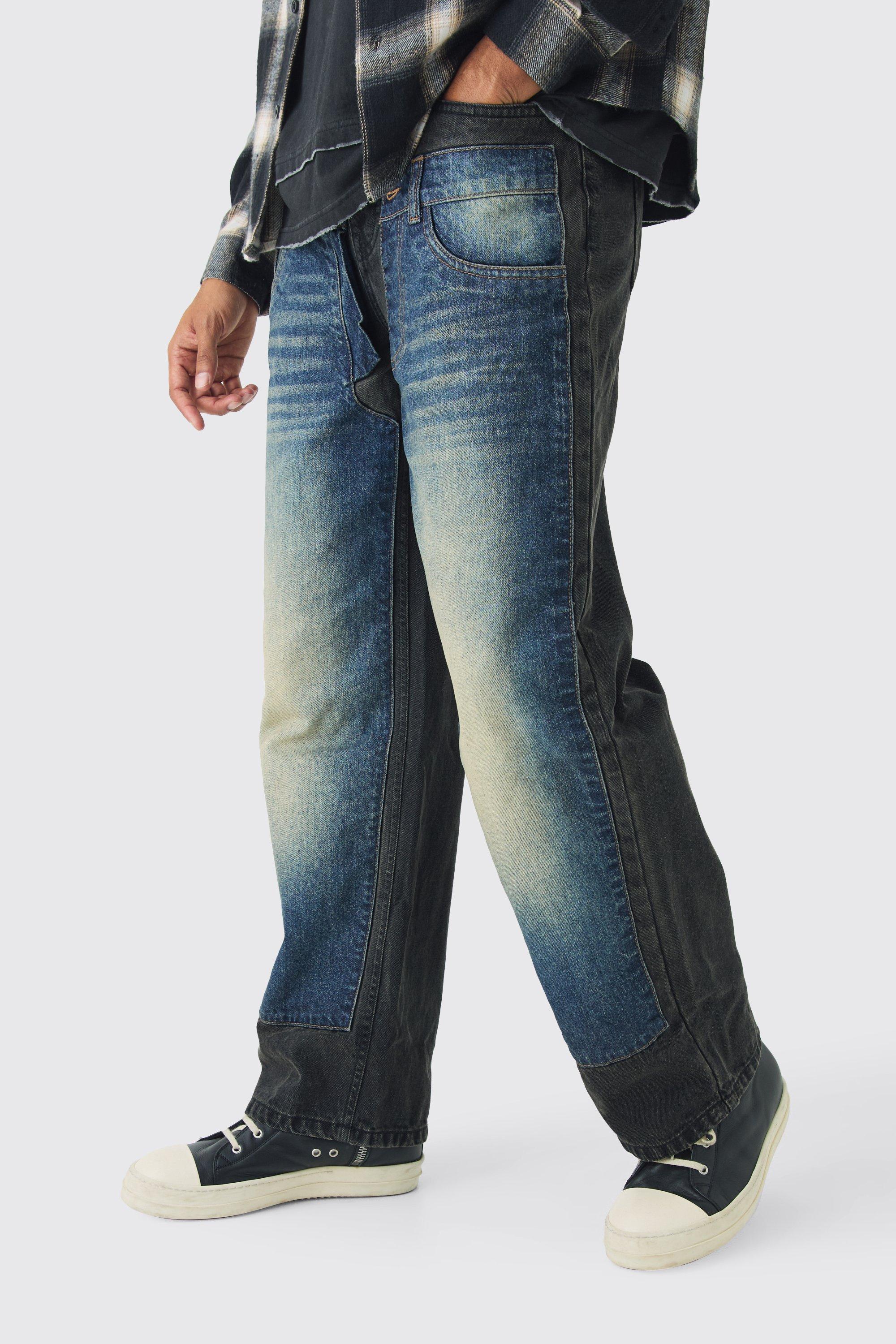 Boohoo Onbewerkte Baggy Jeans Met Dubbele Tailleband, Vintage Blue