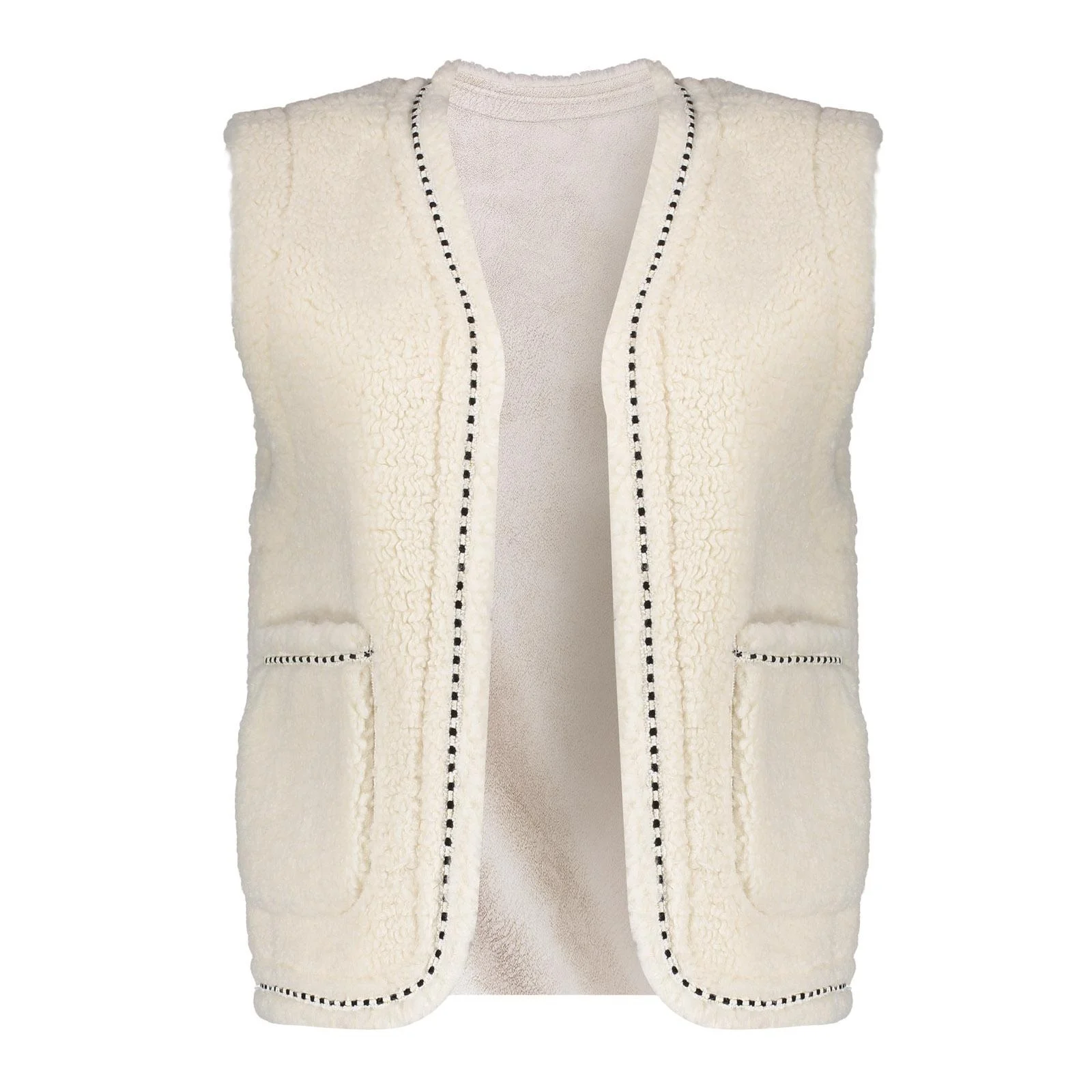 Geisha 45553-19 010 gilet teddy embroidery off-white