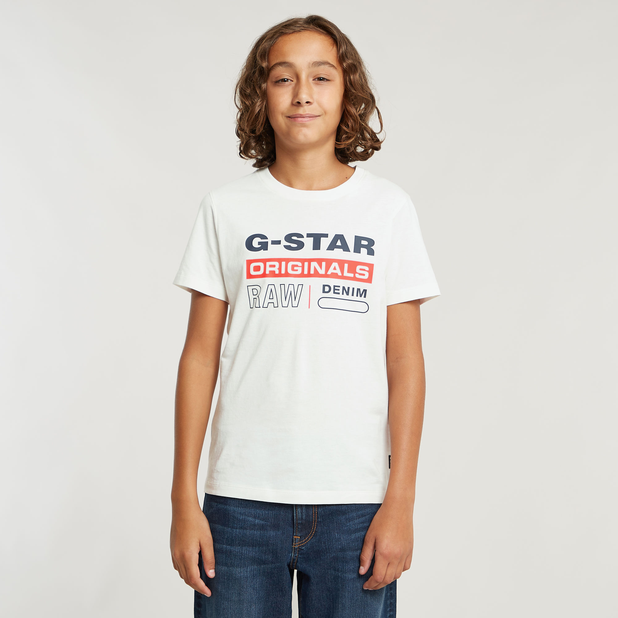 G-Star RAW Kids T-Shirt Regular Originals Logo - Wit - jongens