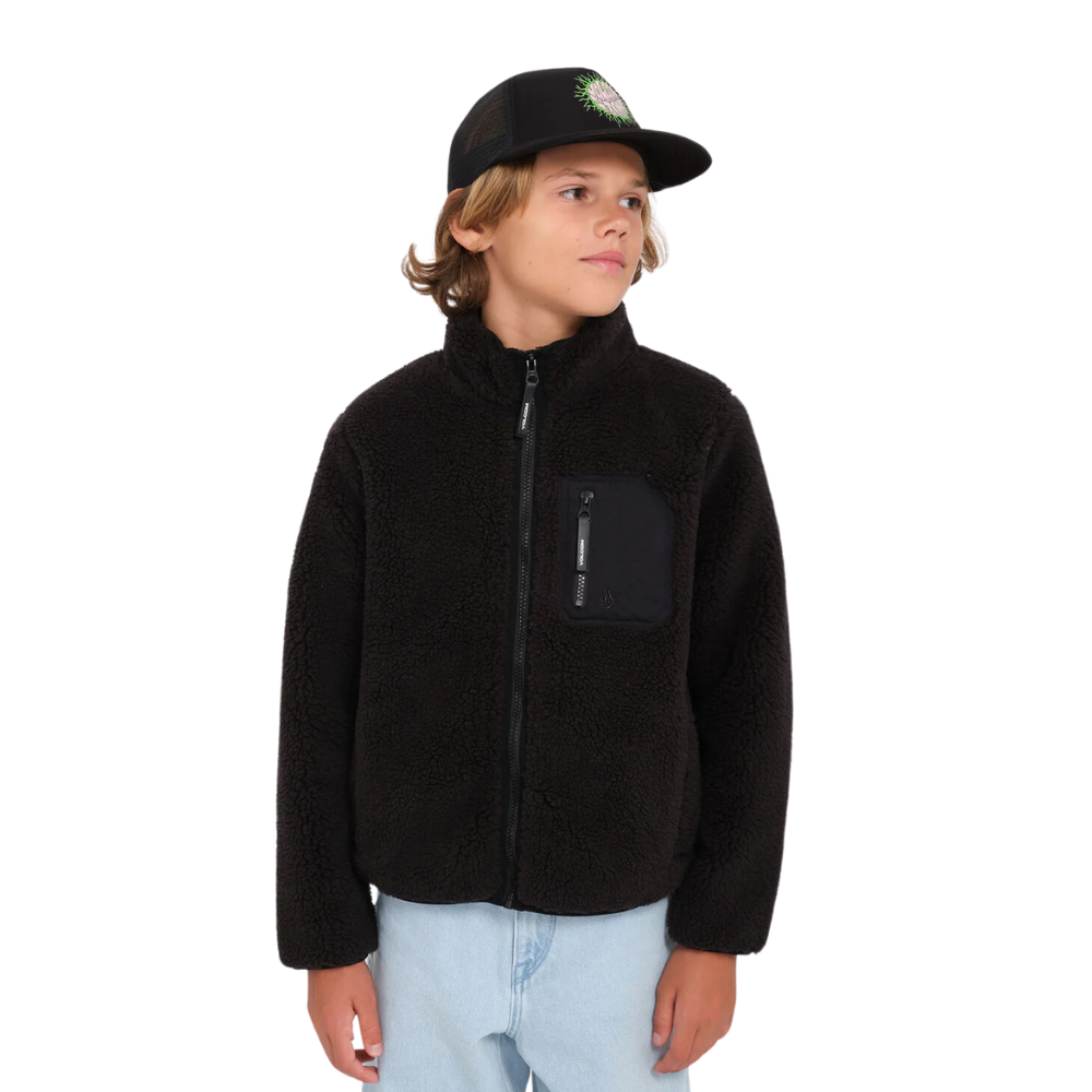 Volcom Kids Muzzer Fuzzar Zip Sweatshirt Black