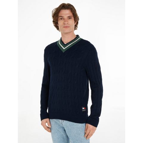 TOMMY JEANS Gebreide trui TJM REG V-NECK CABLE SWEATER