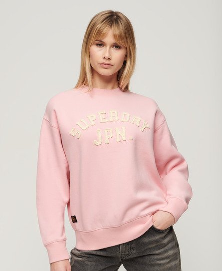 Superdry Vrouwen Athletic Sweatshirt met Appliqué en Losse Pasvorm Roze