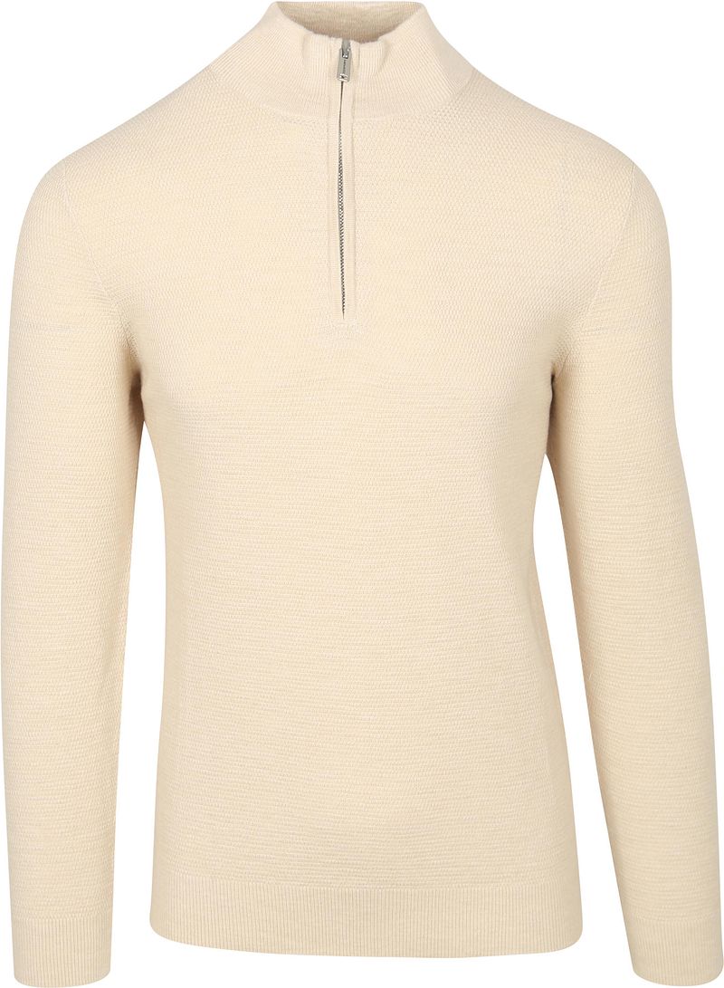 Profuomo Half Zip Pullover Struktur Ecru