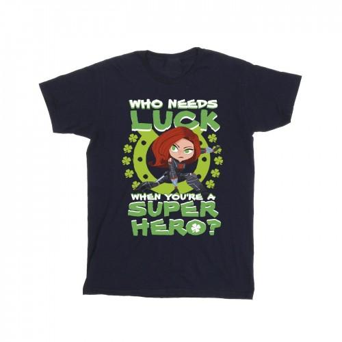 Marvel Girls St Patrick's Day Black Widow Luck katoenen T-shirt