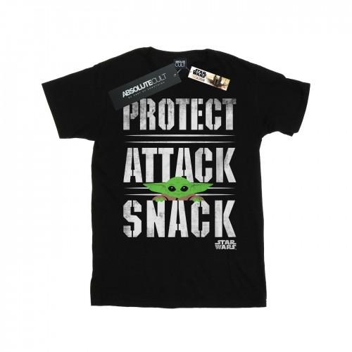 Star Wars Girls The Mandalorian Protect Attack Snack Cotton T-Shirt