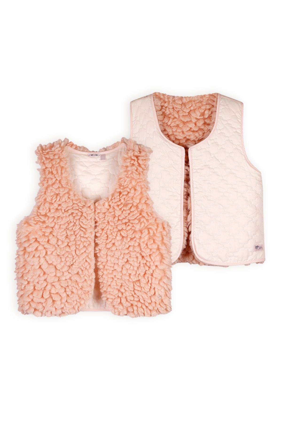 NoNo Meisjes reversibel gilet fluffy fur - Katya - Pale Blush