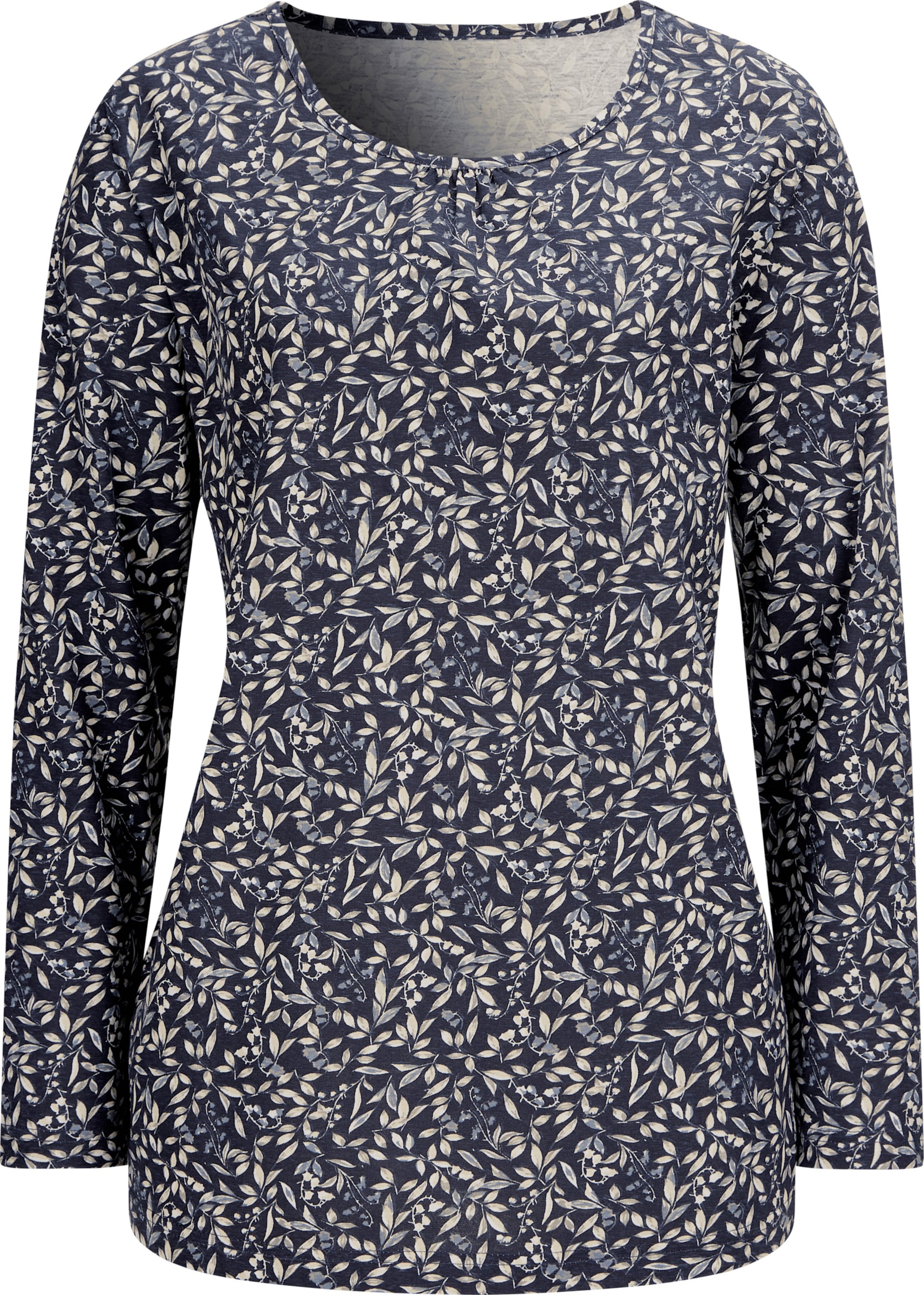 Your Look... for less! Dames Shirt met lange mouwen marine/rookblauw bedrukt Maat