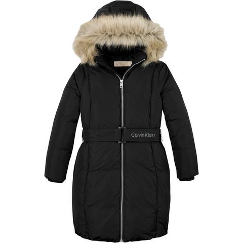 Calvin Klein Gewatteerde jas Classic Belted Fur Coat