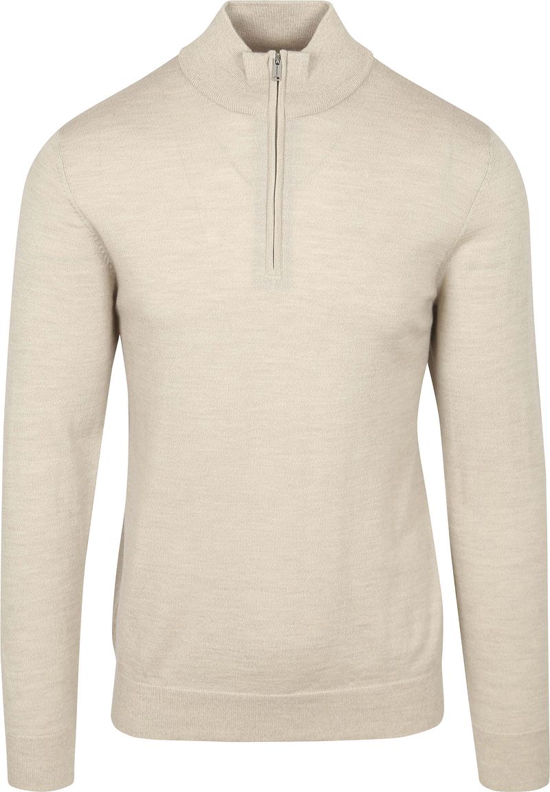 Profuomo Half Zip Pullover Merinowol Ecru