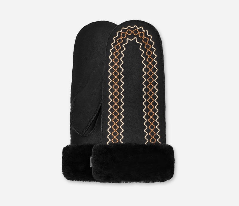 Ugg Atherson Embroidered-want in Black  Shearling