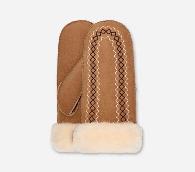 Ugg Atherson Embroidered-want in Brown  Shearling