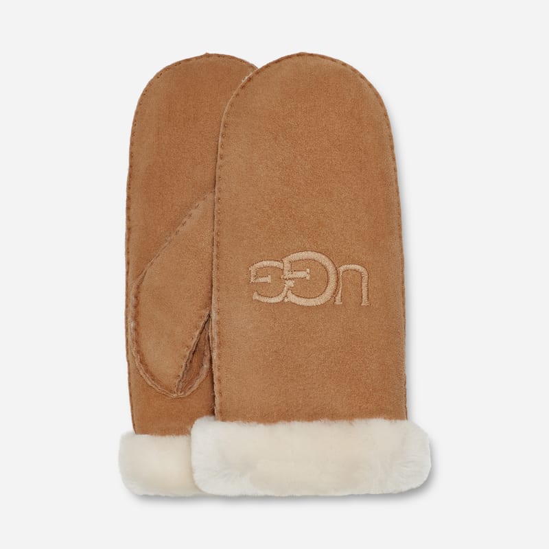 Ugg Shearling Logo Embroidered-want voor dames  in Brown, 