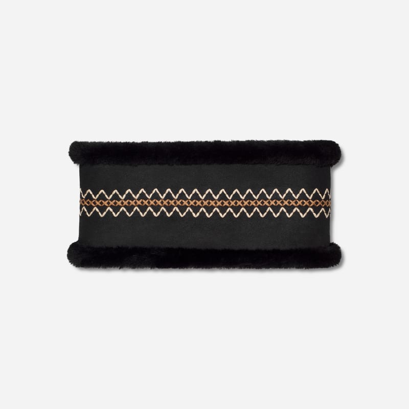 Ugg Atherson Embroidered-hoofdband in Black, Shearling