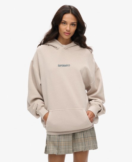 Superdry Vrouwen Hoodie met Losse Pasvorm en Klein Logo Beige