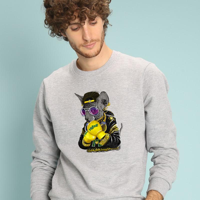 Le Roi du Tshirt Sweat Homme - BOXING CAT SIAMESE