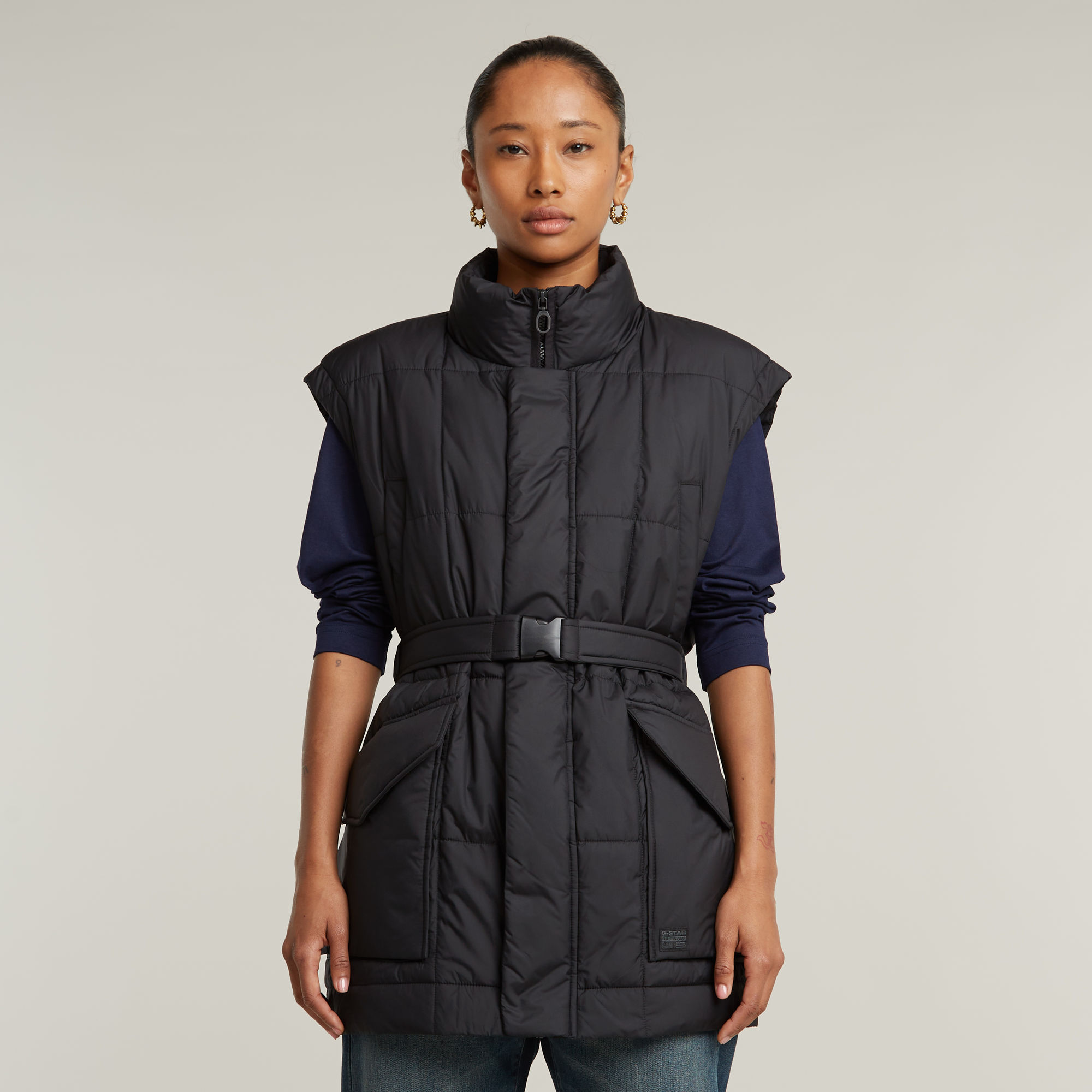 G-Star RAW Gewatteerde Bodywarmer Belted - Zwart - Dames