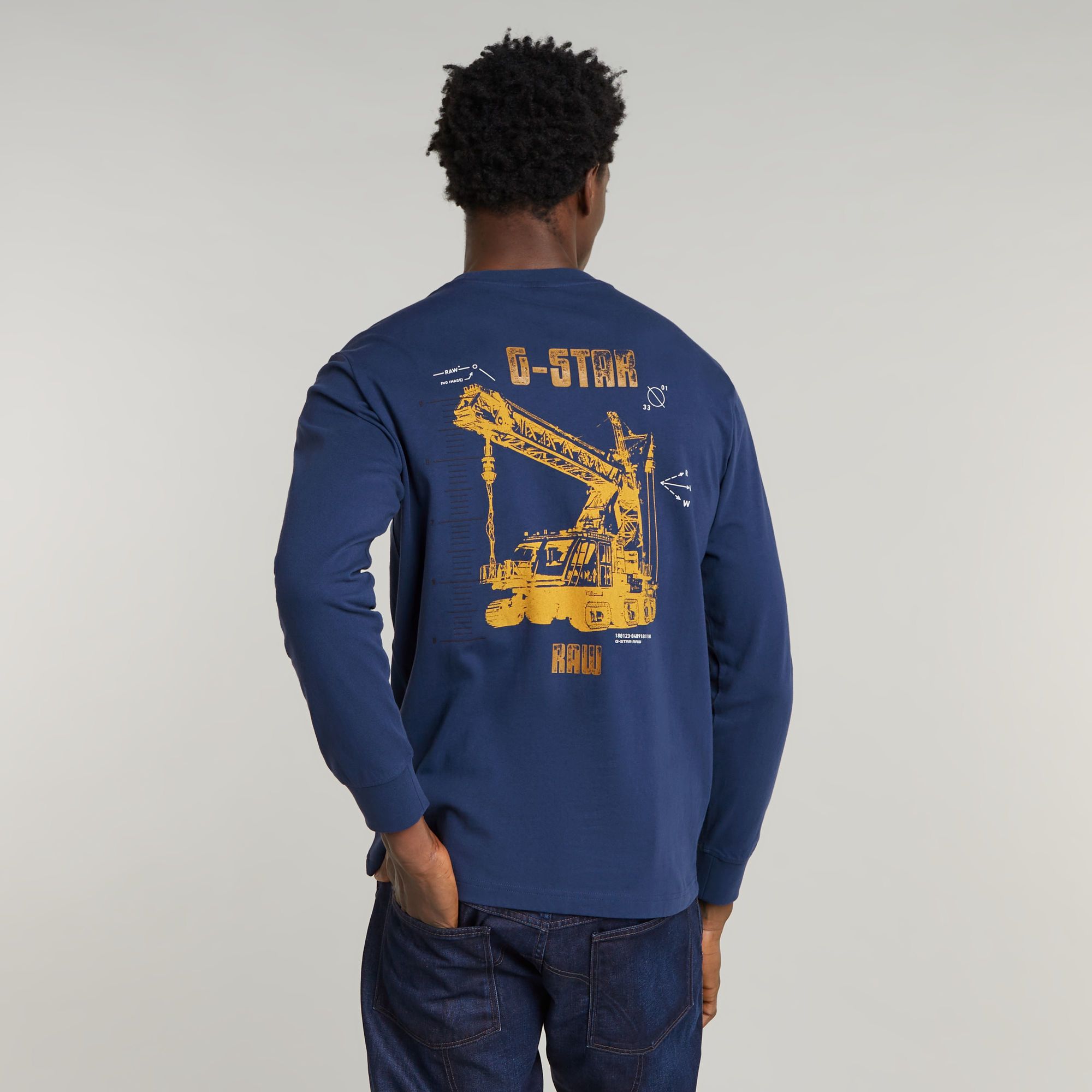 G-Star RAW Big Crane Back Graphic T-Shirt - Midden blauw - Heren