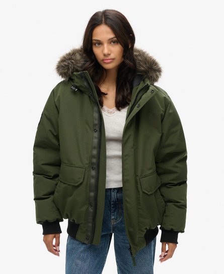 Superdry Vrouwen Everest Bomberjack met Imitatiebont Groen