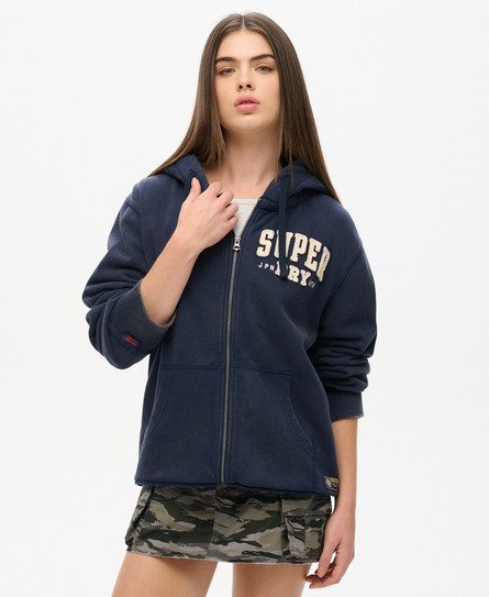 Superdry Vrouwen Vintage Athletic Hoodie met Rits Blauw