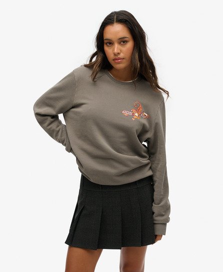 Superdry Vrouwen Tattoo Sweatshirt met Print Donkergrijs