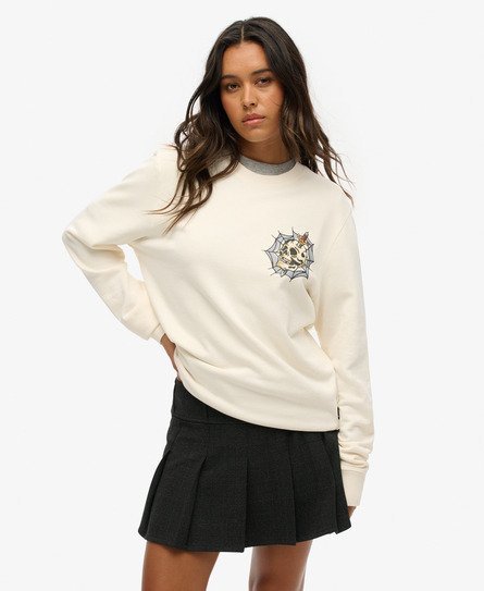 Superdry Vrouwen Tattoo Sweatshirt met Print Crème