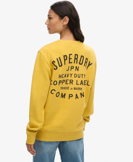 Superdry Vrouwen Copper Label Sweatshirt met Ronde Hals en Print Geel