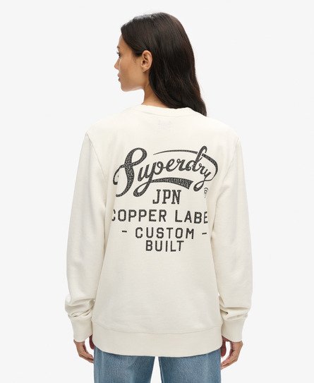 Superdry Vrouwen Copper Label Sweatshirt met Ronde Hals en Print Crème