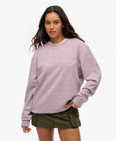 Superdry Vrouwen Overgeverfd Marl Sweatshirt met Ronde Hals Roze