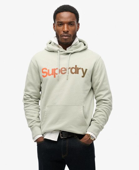 Superdry Mannen Fade Hoodie met Core Logo en Losse Pasvorm Lichtgrijs