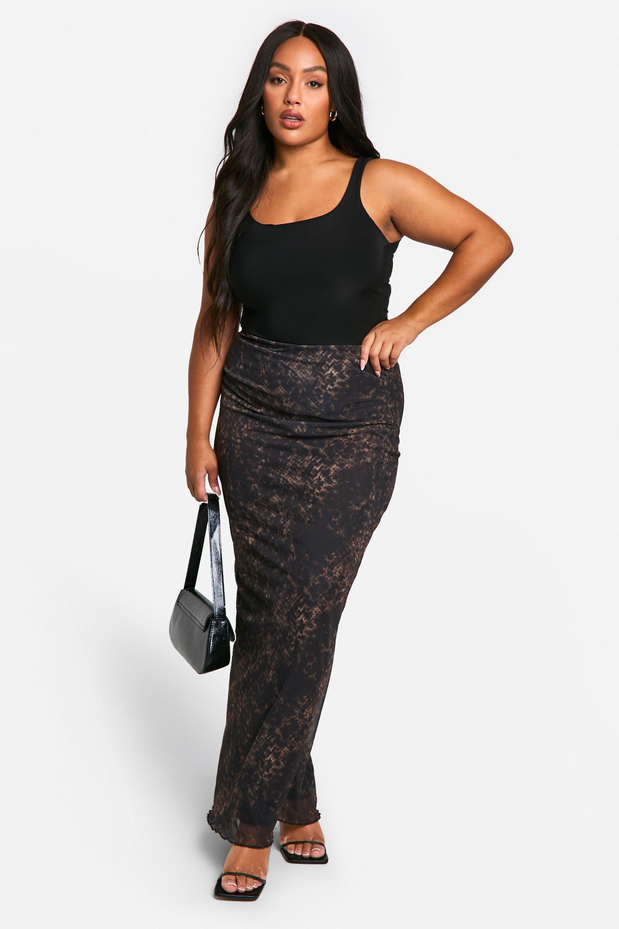 Boohoo Plus Mesh Maxi Rok Met Slangenprint, Snake