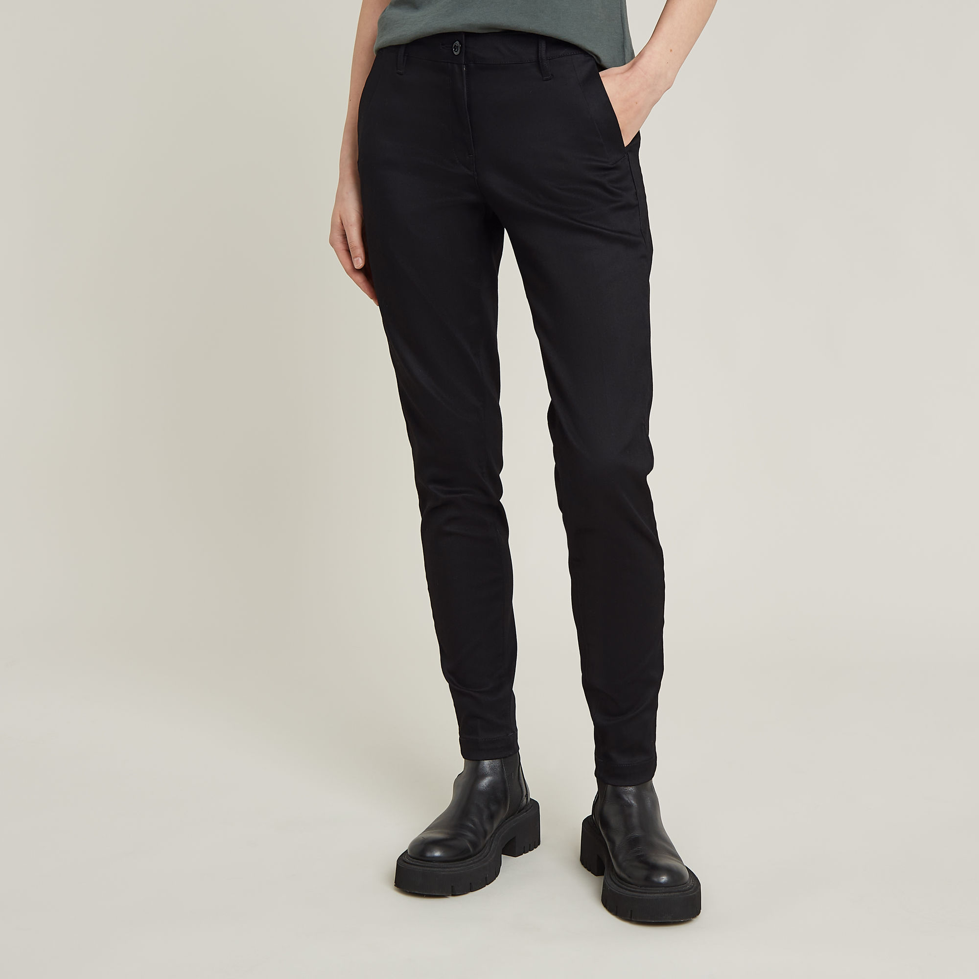 G-Star RAW Bronson Mid Waist Slim Chino - Zwart - Dames