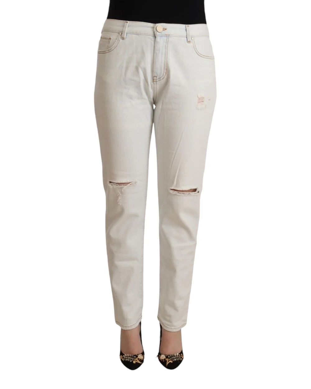 Pinko Witte midden taille skinny denim jeans