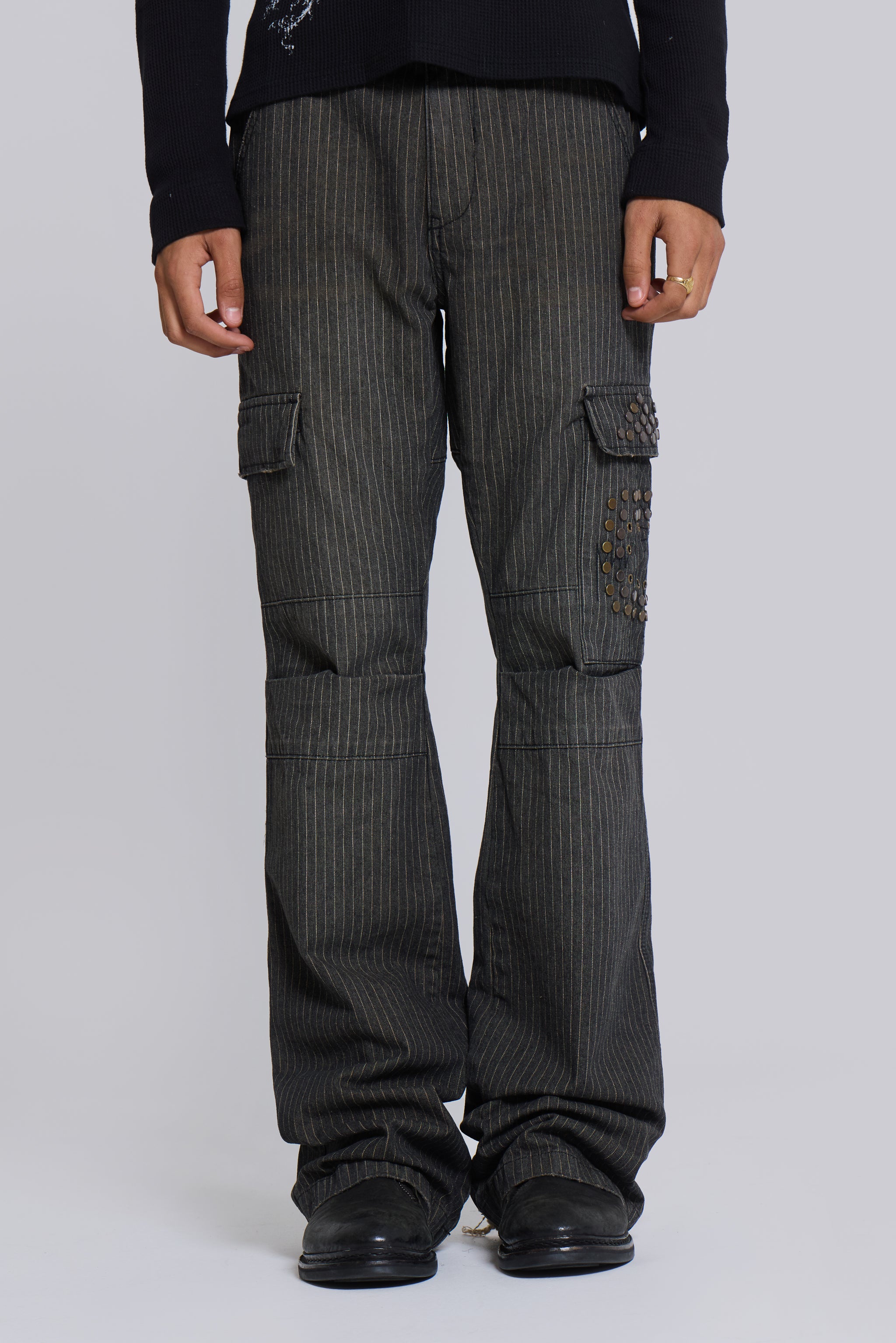 Jaded Man Kita Bootcut Pinstripe Cargo Pants