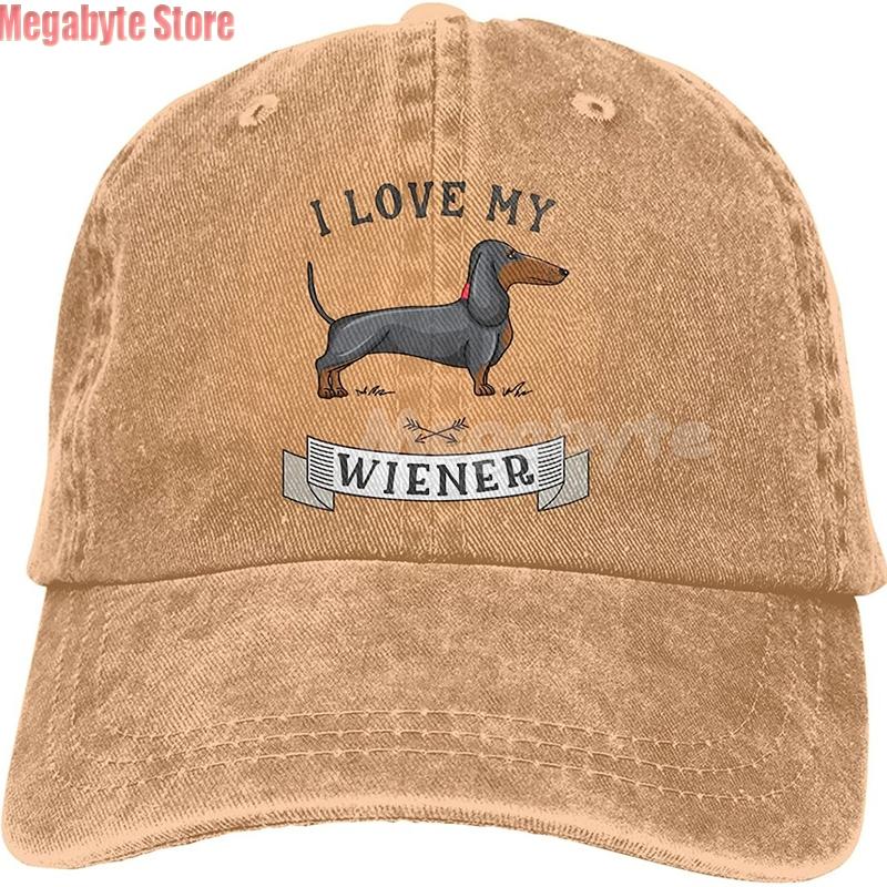 91530102MAC2AA7079 Baseball Cap Teckel Weiner Hond Hoed Mannen Vrouwen Verstelbare Trucker Fashion Washed Denim Caps voor Outdoor Zwart