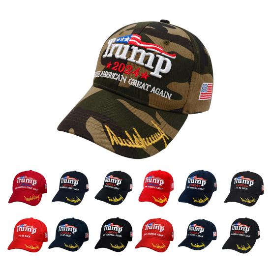 Ouzhan Mesh Baseball Hat 2024 Keep America Great Geborduurde Letter Trump Hat Verontruste lichtgewicht verstelbare Amerikaanse vlaghoed