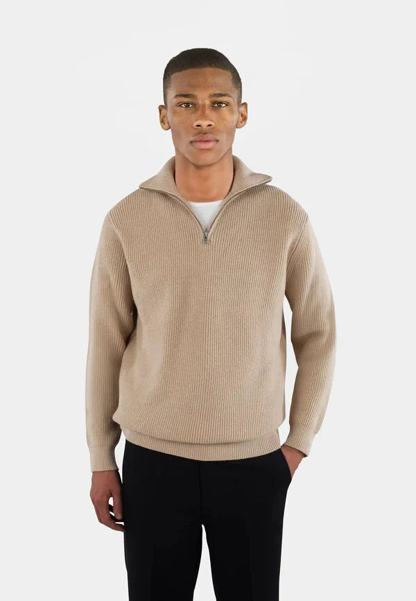 Ciszere Reuben knitted half zip 40053-053-04 beige