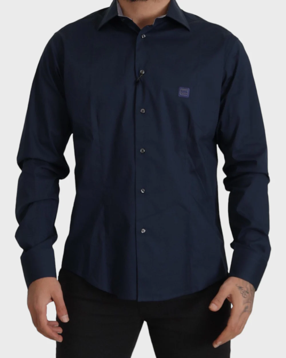 Roberto Cavalli Katoen formeel shirt navy