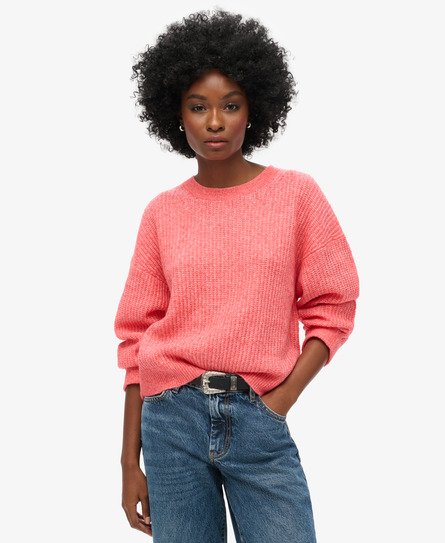 Superdry Vrouwen Geborstelde Trui met Ronde Hals Roze