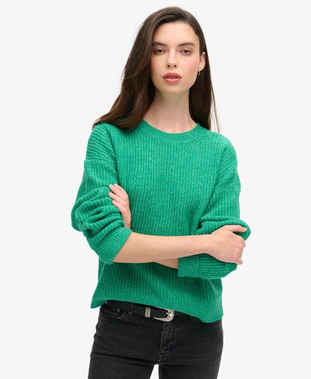 Superdry Vrouwen Geborstelde Trui met Ronde Hals Groen