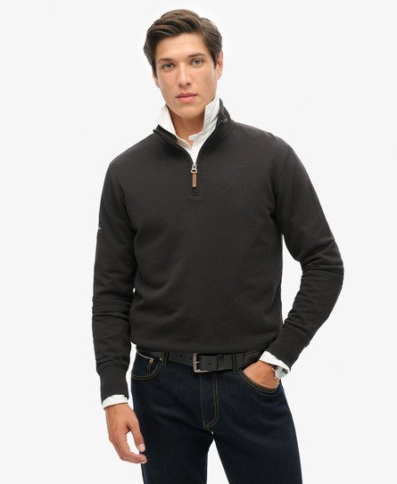 Superdry Mannen Kraagloos Sweatshirt met Core-logo Zwart